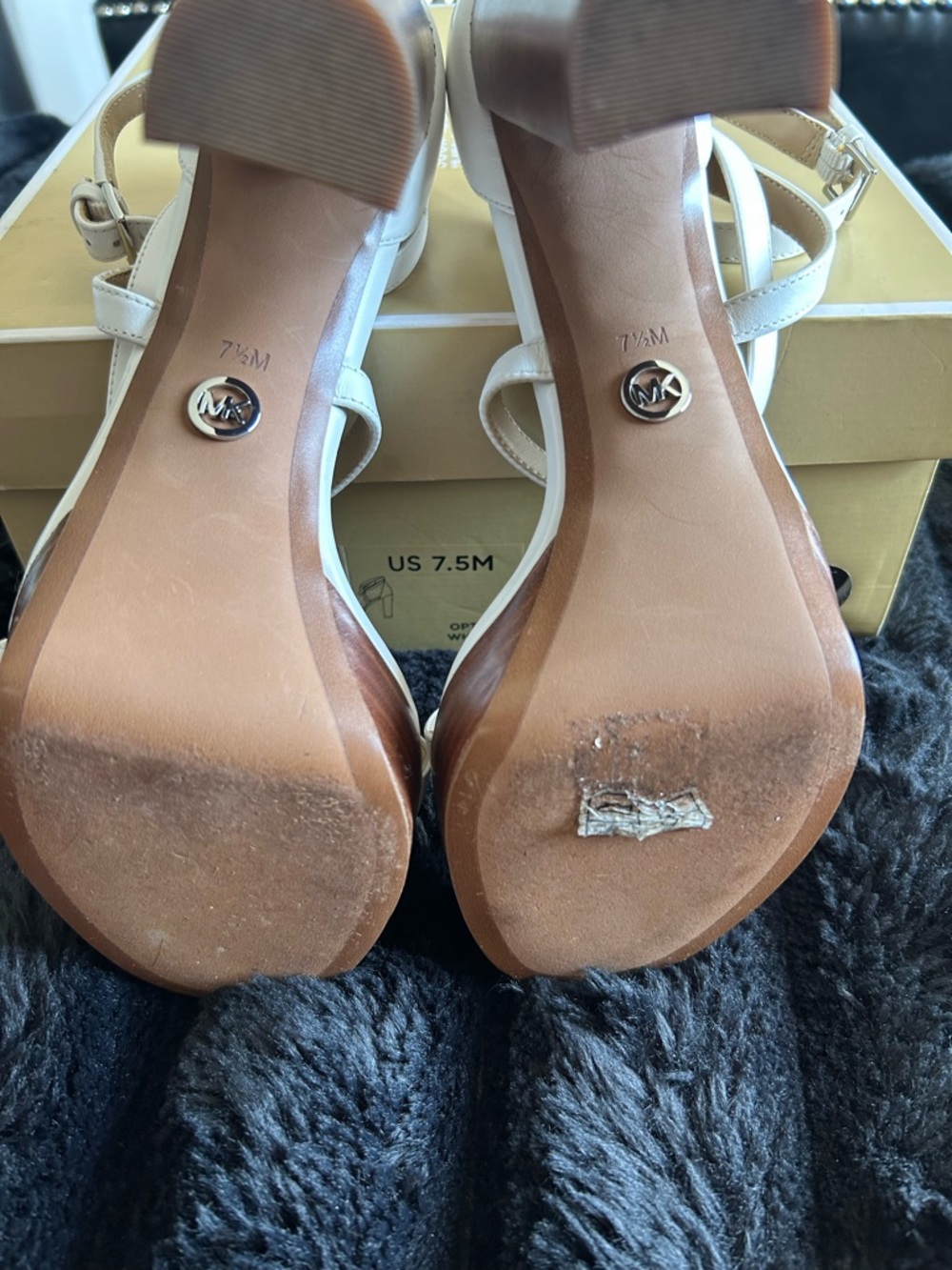 Michael Kors White Strappy Block Heel Sandals - Picture 6 of 8